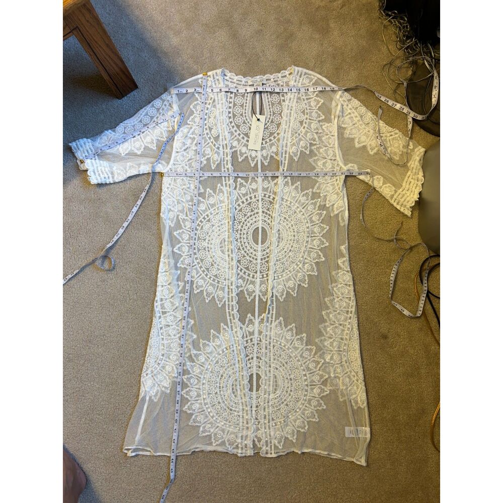 RACHEL ZOE Mandala White Lace Embroidered Maxi Kimono Duster Cover-up - Picture 7 of 8